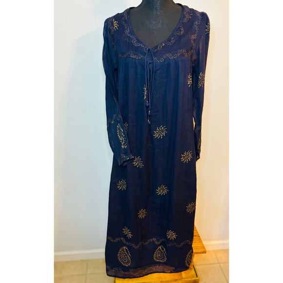 BLUE HIPPY NWT ONAK Jodhpur Full Length Block Printed Dress - Picture 1 of 13